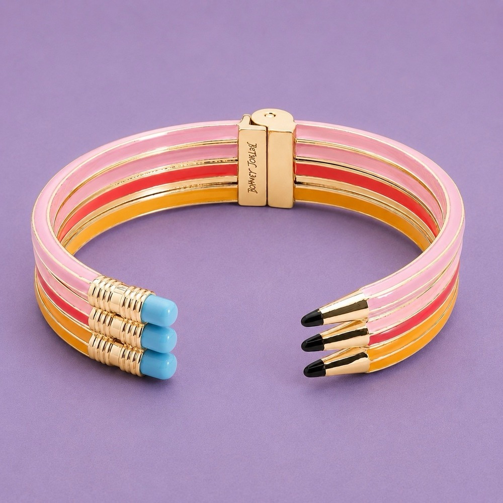 Betsey Johnson Triple Pencil Bracelet Cuff Back To School Teacher Jewelry NWT